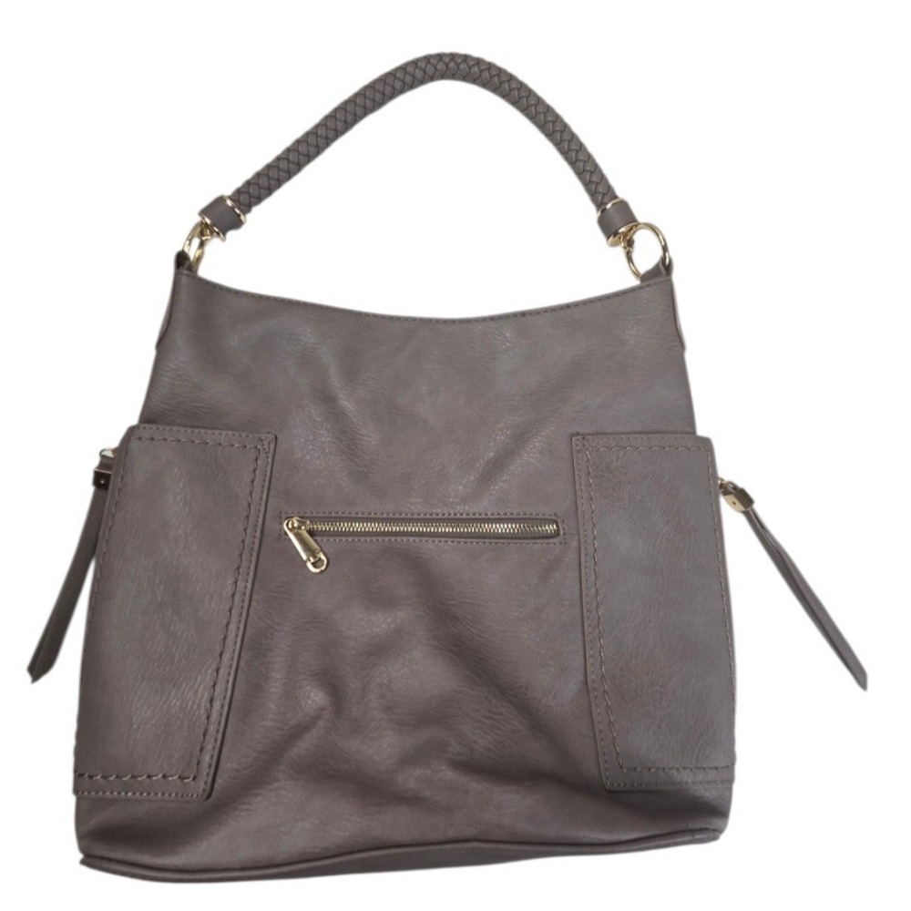 Miztique Gray Faux Leather Hobo Bag Large Braided Handle Western Vegan Everyday